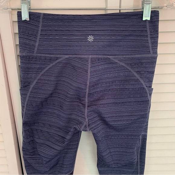 Athleta Jacquard Mesh Capri Leggings S Periwinkle High Rise 22” Crop Gym Yoga - Picture 7 of 16